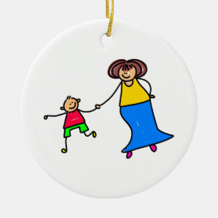 Adorno De Cerámica Madre e hijo