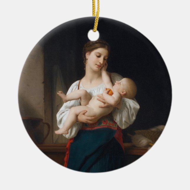 Adorno De Cerámica Madre e hijo (por Bouguereau) (Frente)