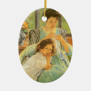 Adorno De Cerámica Madre joven masticando por Mary Cassatt, arte vint