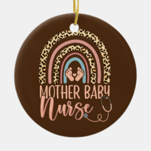 Adorno De Cerámica Madre madre bebé enfermera Enfermería leopardo a