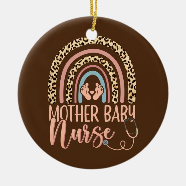 Adorno De Cerámica Madre madre bebé enfermera Enfermería leopardo arc (Frente)