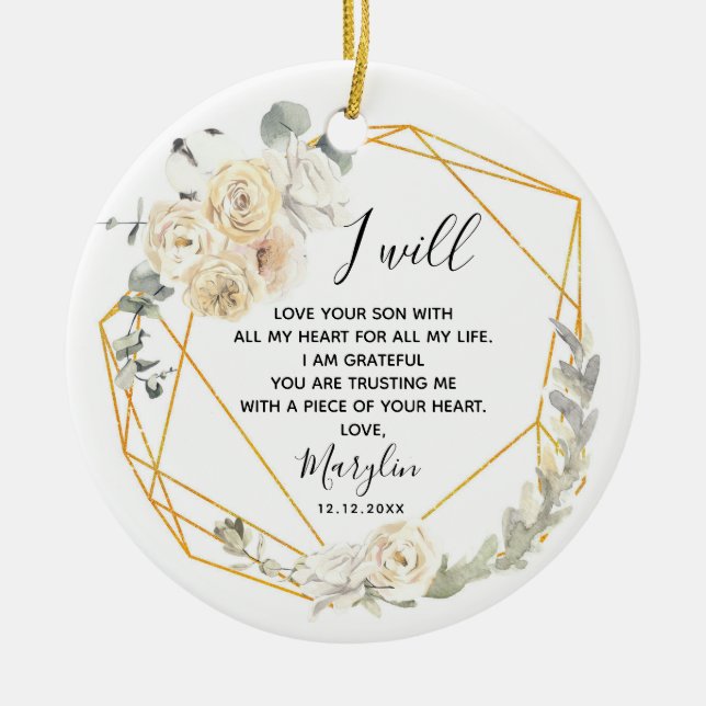 Adorno De Cerámica Madre personalizada de la floral geométrica de Gro (Frente)