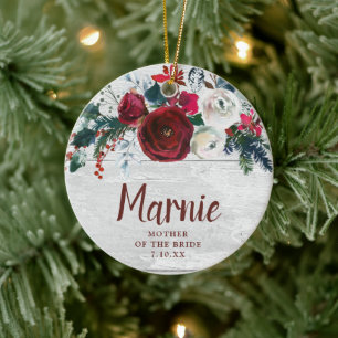 Adorno De Cerámica Madre Personalizada De Las Navidades De Novia Flor