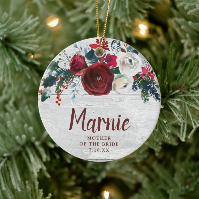 Adorno De Cerámica Madre Personalizada De Las Navidades De Novia Flor (Árbol)