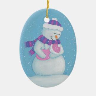 Adorno De Cerámica Madre y bebé nieve, niña