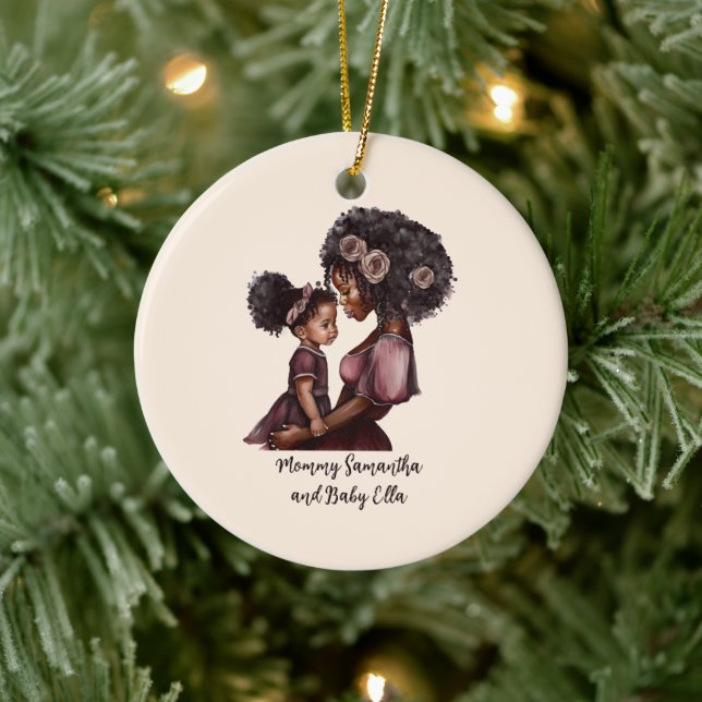Adorno De Cerámica Madre y hija negras personalizadas (1) (Árbol)