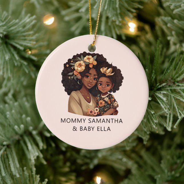 Adorno De Cerámica Madre y hija negras personalizadas (19) (Árbol)