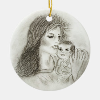 Adorno De Cerámica Madre y niño