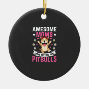 Adorno De Cerámica Madres Pitbull Increíbles Tienen Tatuajes Perro Di