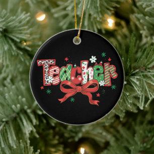 Adorno De Cerámica Maestra Coqueta Navidad Crayón Feliz Navidad 
