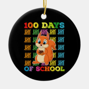 Adorno De Cerámica Maestra de ardilla de 100 días de escuela
