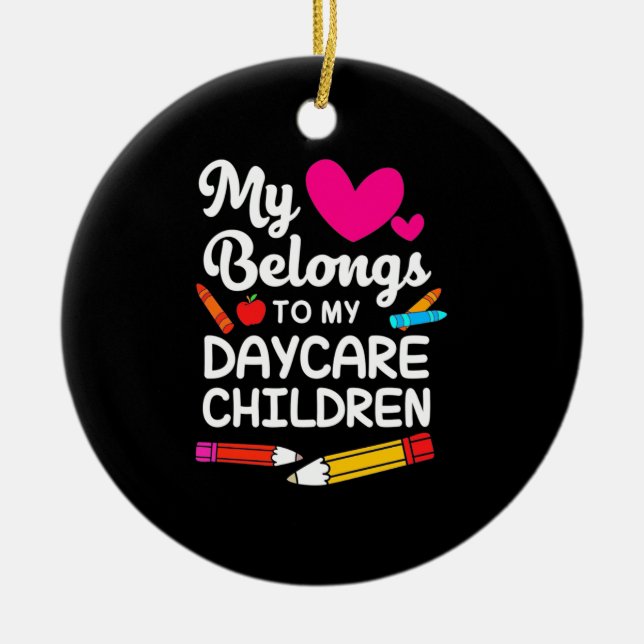 Adorno De Cerámica Maestra Mi Corazón Pertenece A Los Niños (Frente)