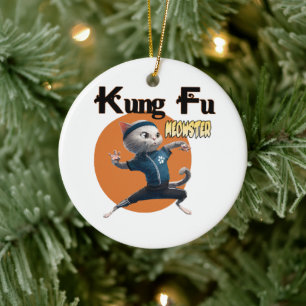 Adorno De Cerámica Maestro Kung Fu Meow