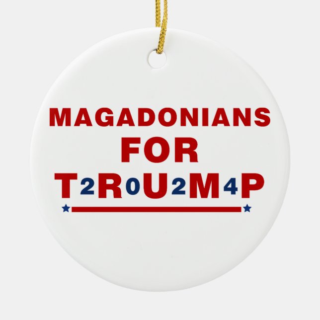 Adorno De Cerámica Magadonianos Para La Estrella Azul Roja De Trump 2 (Frente)