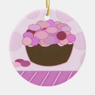 Adorno De Cerámica Magdalena Smartie rosa y morada