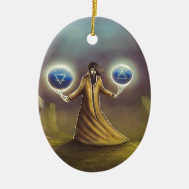 Adorno De Cerámica magia de la fantasía del mago (Frente)