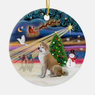 Adorno De Cerámica Magia de Navidad - Akita Inu 2