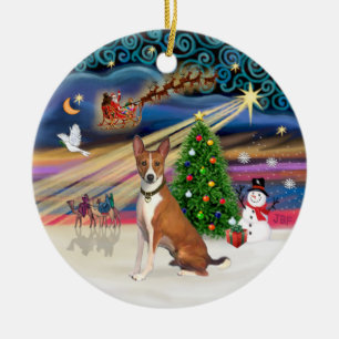 Adorno De Cerámica Magia de Navidad - Basenji