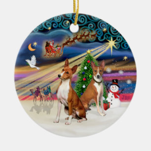 Adorno De Cerámica Magia de Navidad - Basenjis (dos)