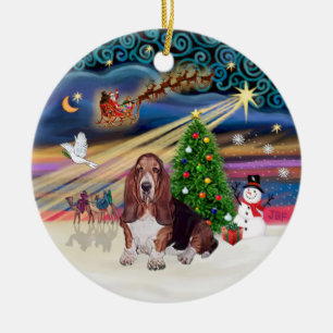 Adorno De Cerámica Magia de Navidad - Basset Hound