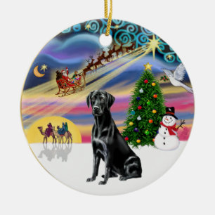Adorno De Cerámica Magia de Navidad - Black Lab