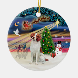 Adorno De Cerámica Magia de Navidad - Brittany Spaniel