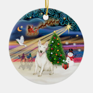 Adorno De Cerámica Magia de Navidad - Bull Terrier 4 (risa)