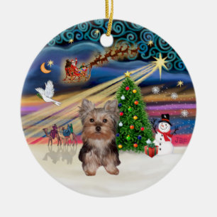 Adorno De Cerámica Magia de Navidad - Cachorro de Yorkshire