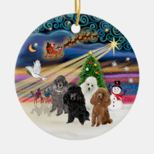 Adorno De Cerámica Magia de Navidad - Caniches (CUATRO JUGUETES)