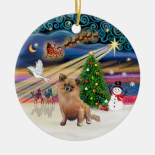 Adorno De Cerámica Magia de Navidad - Chihuahua (pelo largo)