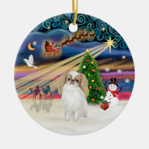 Adorno De Cerámica Magia de Navidad - Chin Japonés (limón-blanco)