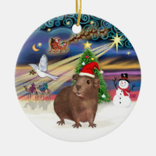 Adorno De Cerámica Magia de Navidad - Cobaya marrón (gorro de Santa)