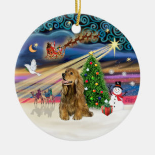 Adorno De Cerámica Magia de Navidad - Cocker Spaniel marrón miel