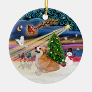 Adorno De Cerámica Magia de Navidad - Corgi galés de Pembroke (Pembro