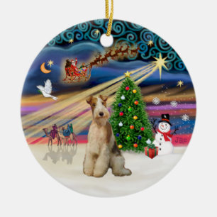 Adorno De Cerámica Magia de Navidad - Fox Terrier (Alambre 3)