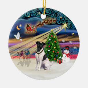 Adorno De Cerámica Magia de Navidad - Fox Terrier (BW-Suave)