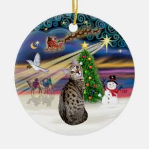 Adorno De Cerámica Magia de Navidad - Gato Bengalí