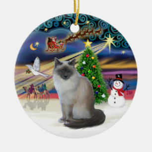 Adorno De Cerámica Magia de Navidad - gato Birmano