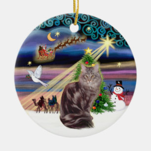 Adorno De Cerámica Magia de Navidad - gato Maine Coon 10