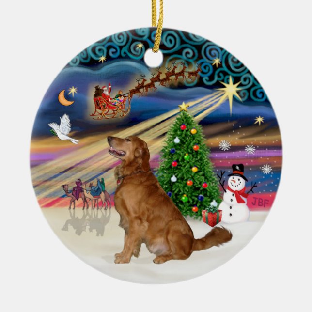 Adorno De Cerámica Magia de Navidad - Golden Retriever (B-Prof) (Frente)