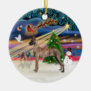 Adorno De Cerámica Magia de Navidad - Gran Danés (atigrado)