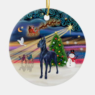 Adorno De Cerámica Magia de Navidad - Gran Danés Azul
