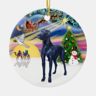 Adorno De Cerámica Magia de Navidad* - Gran Danés Azul (orejas natura