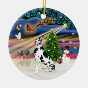 Adorno De Cerámica Magia de Navidad - Gran Danés Harlequín
