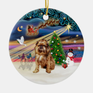Adorno De Cerámica Magia de Navidad - Griffon de Bruselas (rojo)