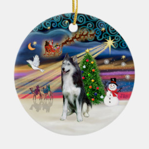 Adorno De Cerámica Magia de Navidad - Husky Siberiano 2