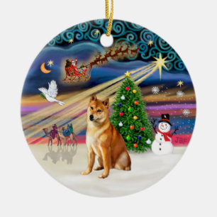 Adorno De Cerámica Magia de Navidad - Inu Shiba 7