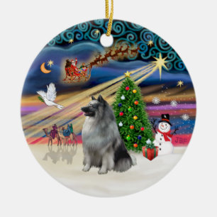 Adorno De Cerámica Magia de Navidad - Keeshond