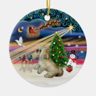 Adorno De Cerámica Magia de Navidad - Lhasa Apso (R)