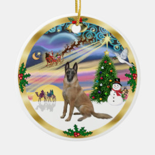 Adorno De Cerámica Magia de Navidad-Malinois Belga1r